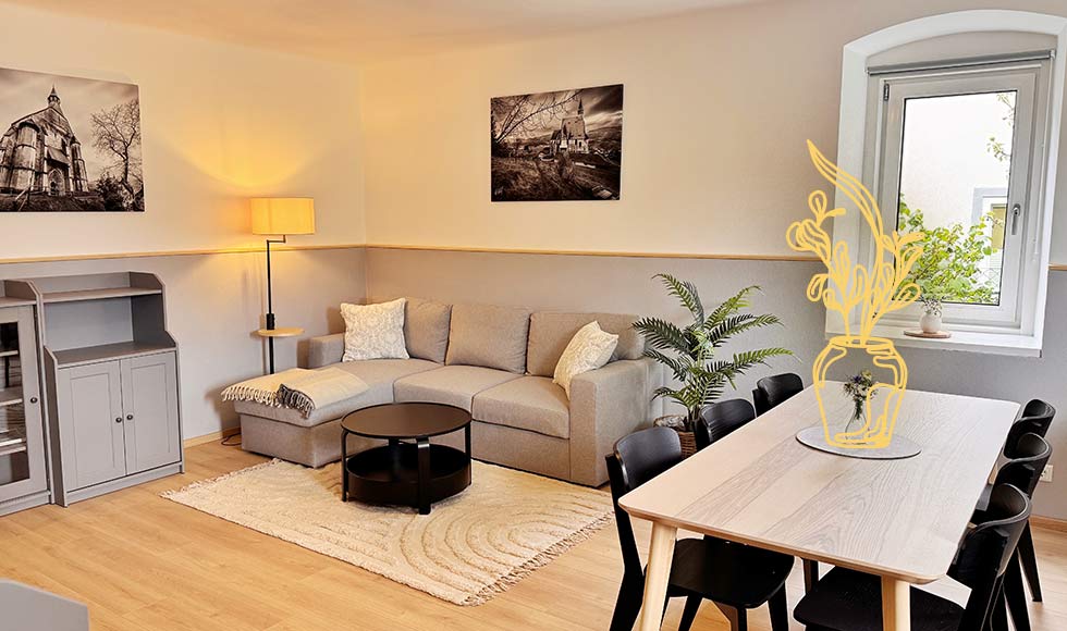 Gemütliches Wohnzimmer im Ferienhaus in Kirchberg