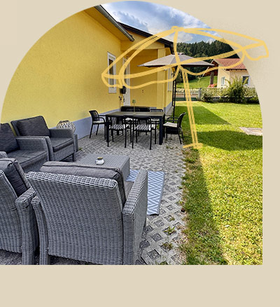 Garten beim Ferienhaus in Kirchberg